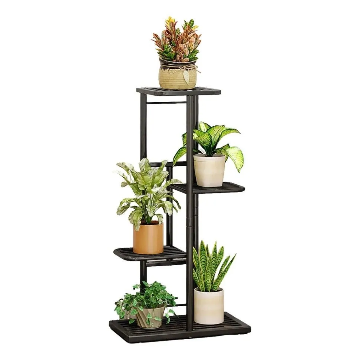 GENERICO - Soporte Para 5 Macetas Estante Jardinera Plantas Metal Gris