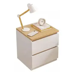 GENERICO - Velador Doble Cajón Estilo Nórdico 41x30x32cm Color Blanco