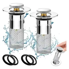 GENERICO - Pack X2 Filtro Tapón Para Ducha Fregadero Drenaje Tapa