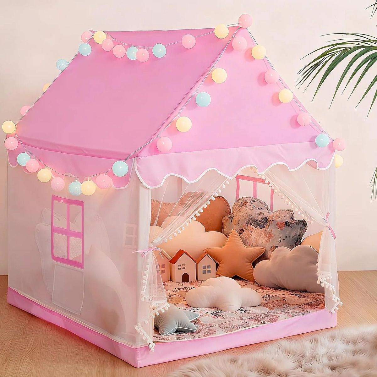 EVERSO - Carpa Infantil Con Luces Castillo Princesa Plegable Niños
