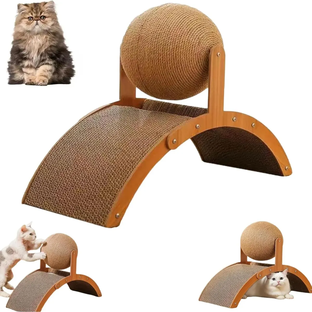 EVERSO - Rascador Y Juguete Sisal Para Gatos Arco Y Bola Vertical