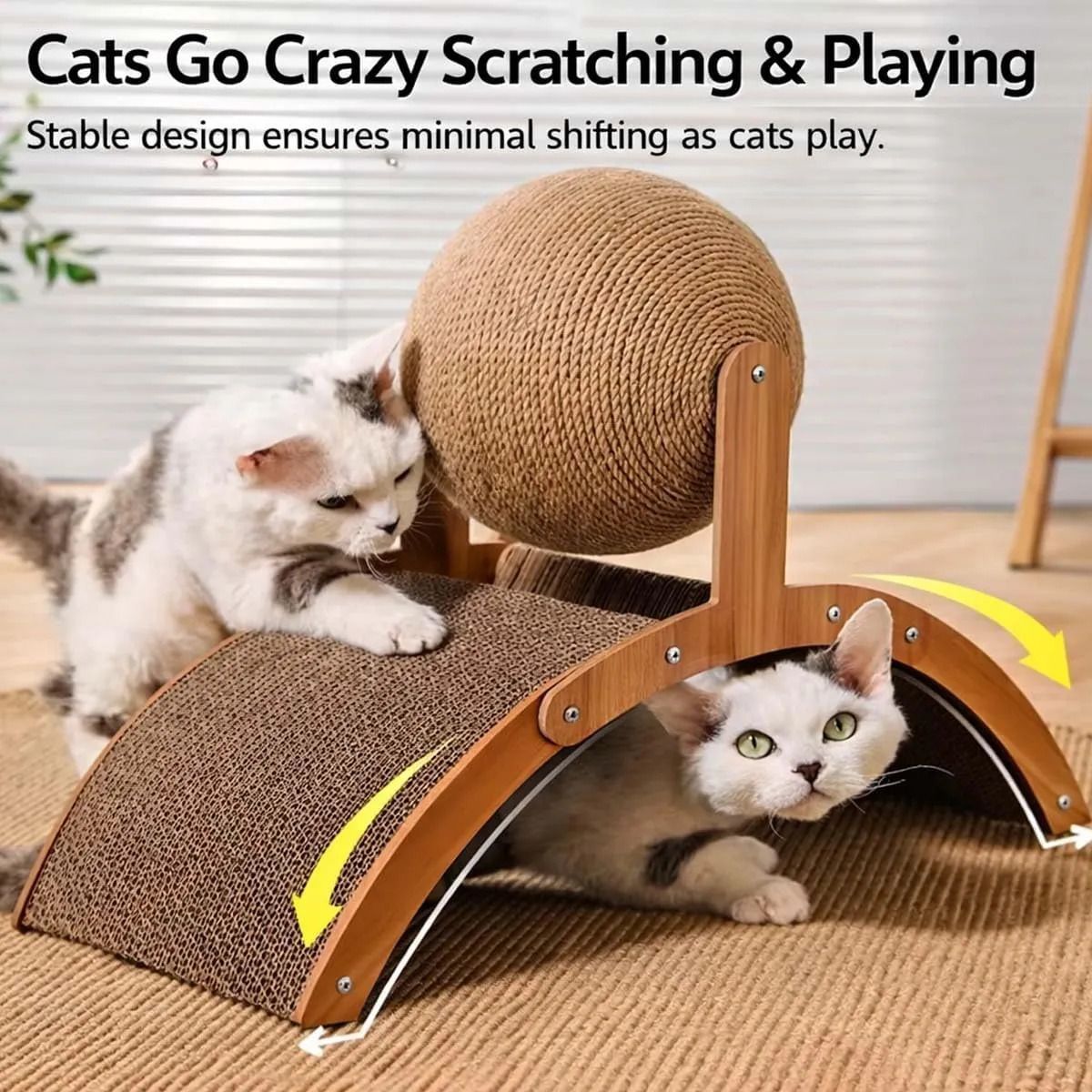 EVERSO - Rascador Y Juguete Sisal Para Gatos Arco Y Bola Vertical