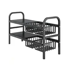 ATURE - Organizador Debajo Fregadero Cocina Móvil 2 Niveles 4 Cestas