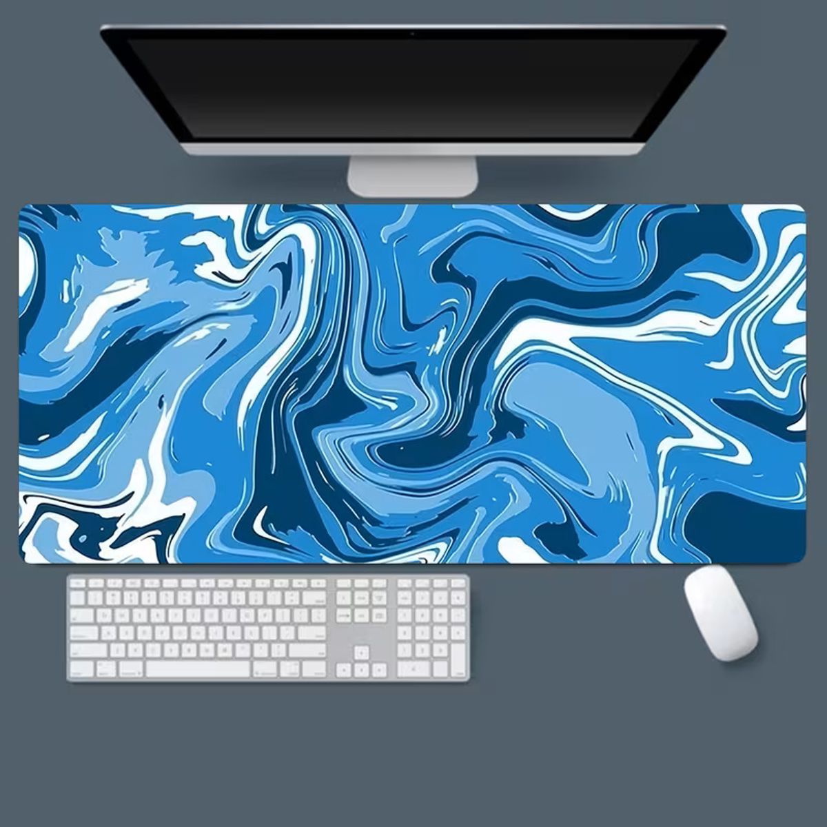 KUANGYE - Mouse Pad Gamer Xxl Antideslizante Fluido Abstracto 90x40cm 2mm