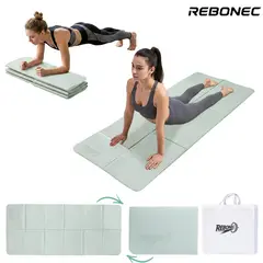 REBONEC - Colchoneta Mat Yoga Deportiva Plegable TPE Grueso 8mm Bolso Verde