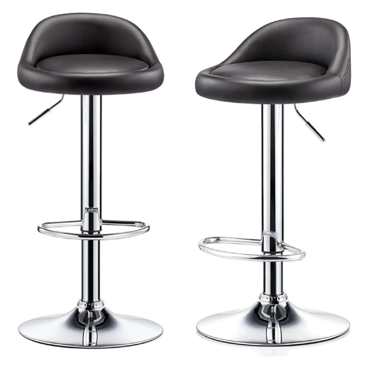 GENERICO - Pack 2 Silla Piso Bar Altura Regulable Taburete Respaldo Color Negro
