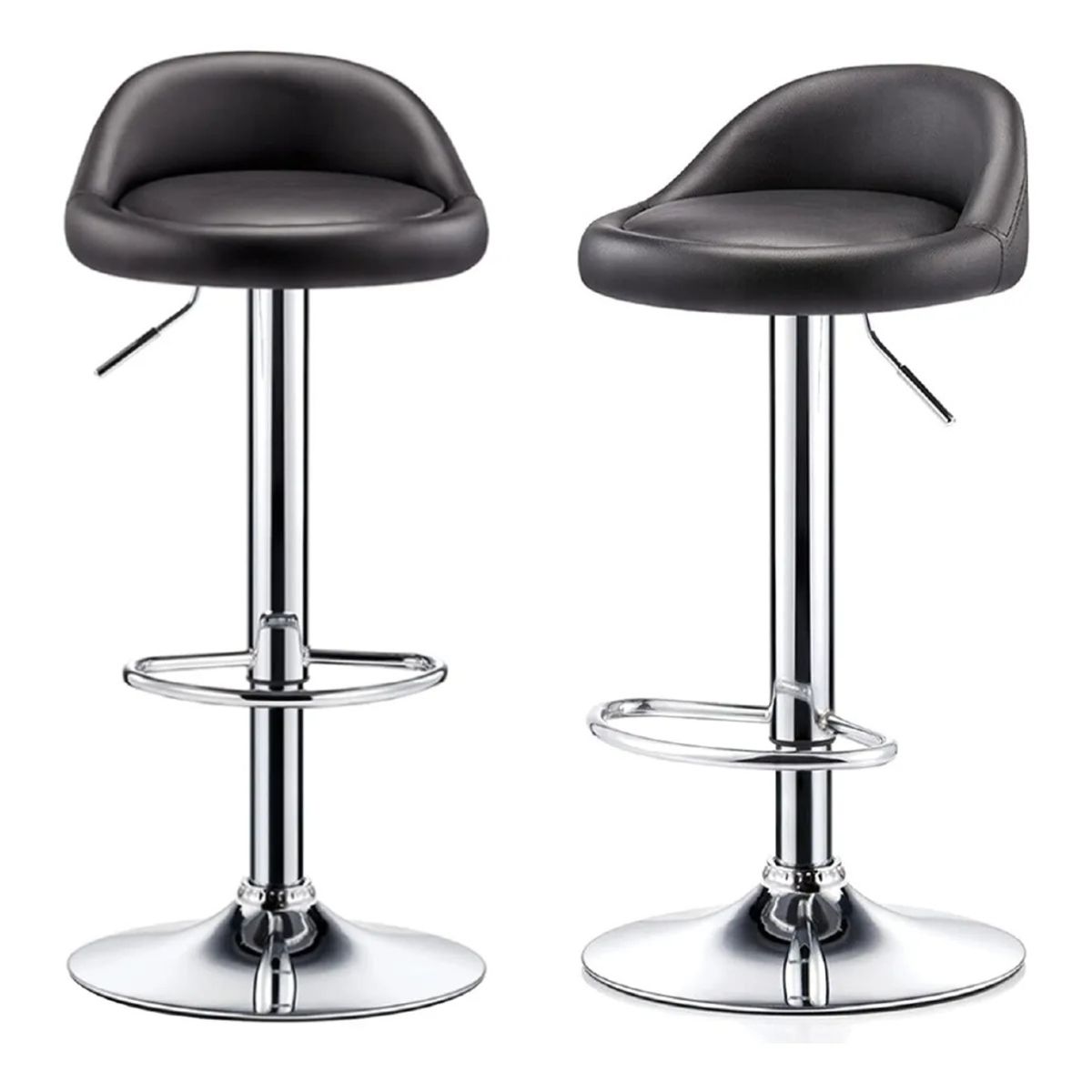 GENERICO - Pack 2 Silla Piso Bar Altura Regulable Taburete Respaldo Color Negro