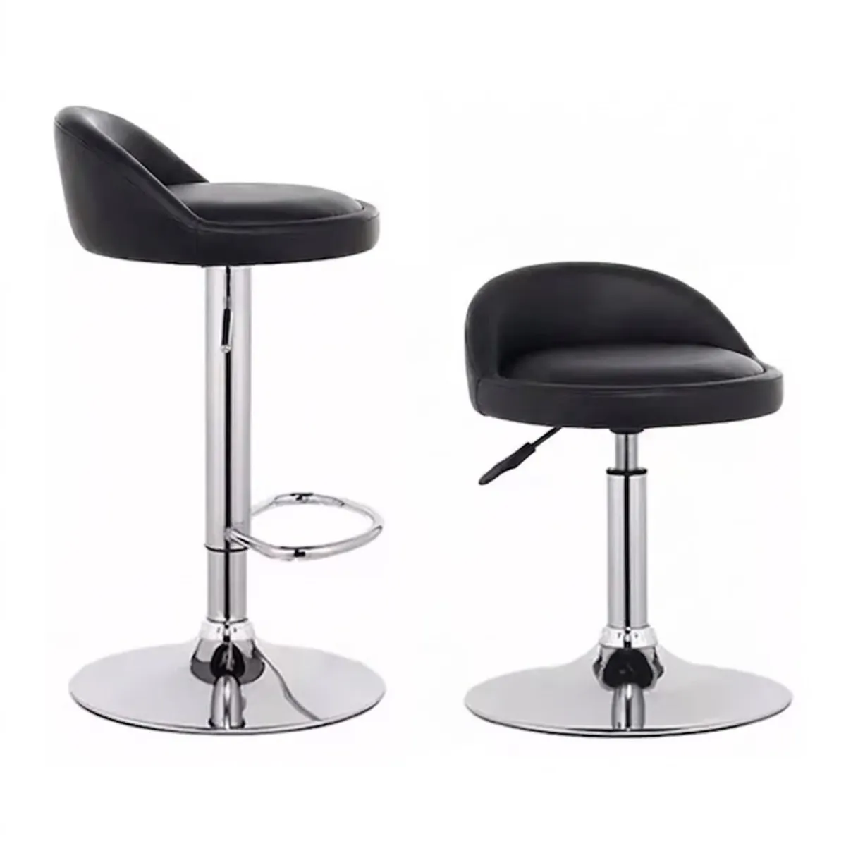 GENERICO - Pack 2 Silla Piso Bar Altura Regulable Taburete Respaldo Color Negro