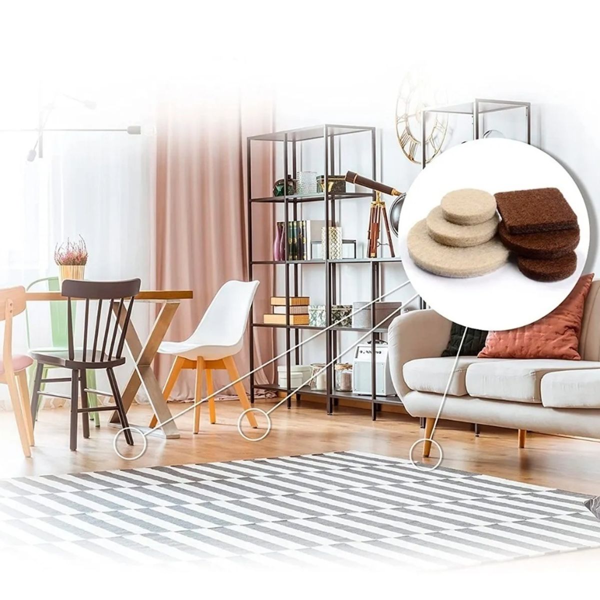 GENERICO - Set 133 Almohadilla Protectora Fieltro Sillas Mesas Muebles