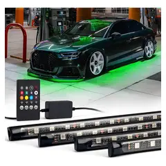 KUANGYE - Luces Led Exterior Auto Rgb 4 Tiras Led Tuning Colores