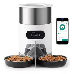 GENERICO - Dispensador Automático Alimentos Para Mascotas Doble Robot