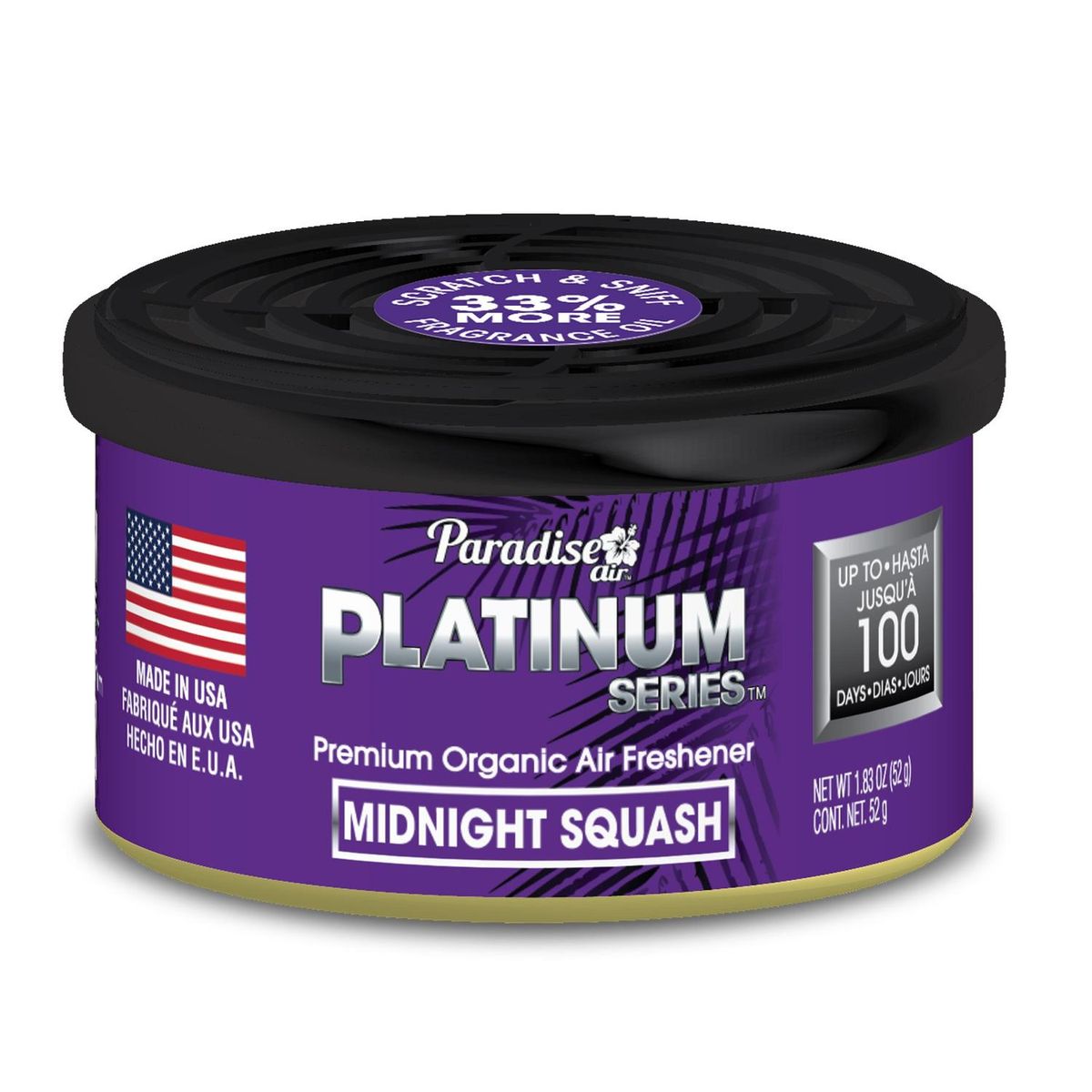 PARADISE - Aromatizante Paradise Air Platinium Serie Organic Can Midnight Squash 52g