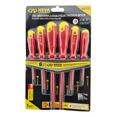 GENEVA - Set Kit Juego De Destornilladores Electricos 6 Piezas Neva