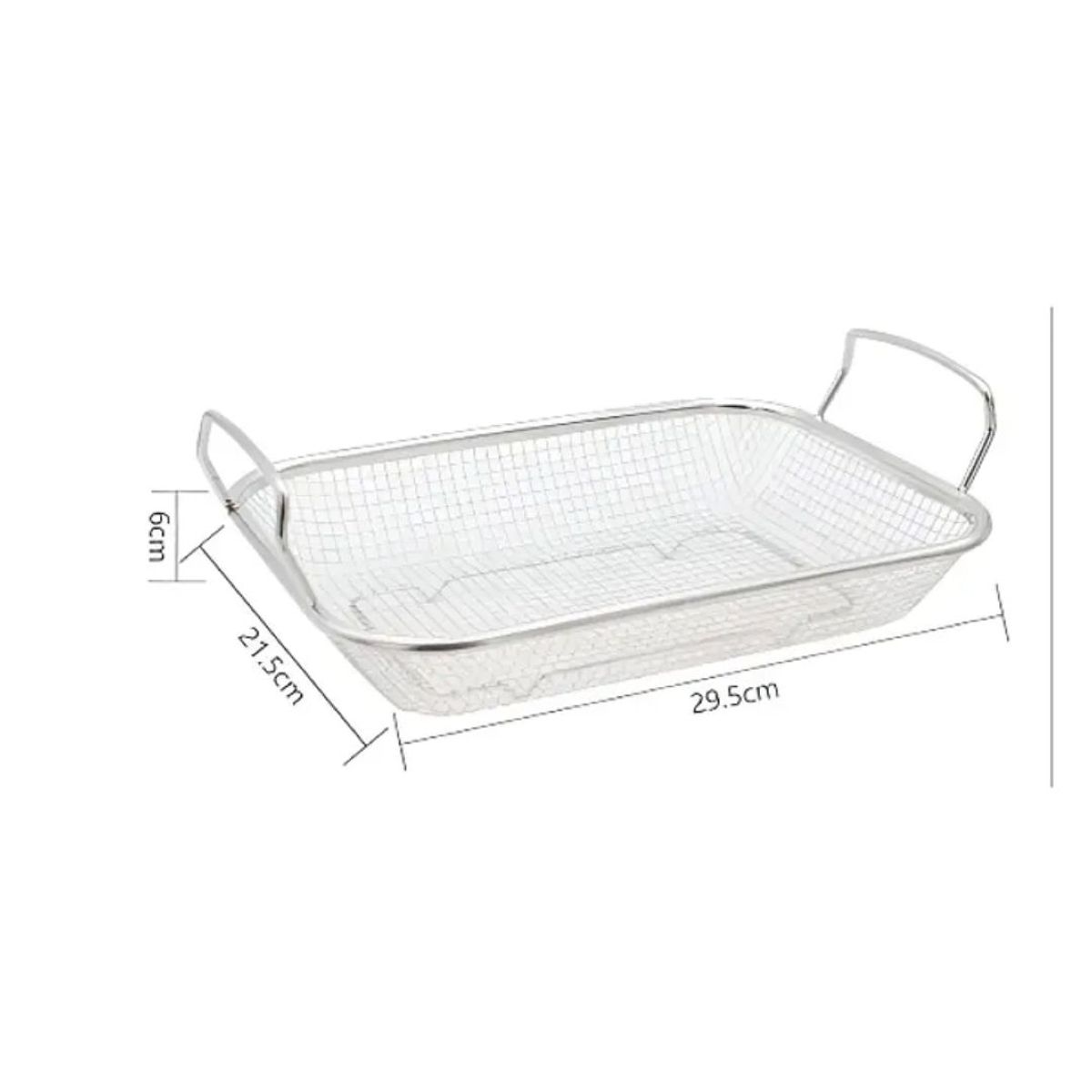 GENERICO - Canasto Freidora Rectangular De Acero Inoxidable Con Asas