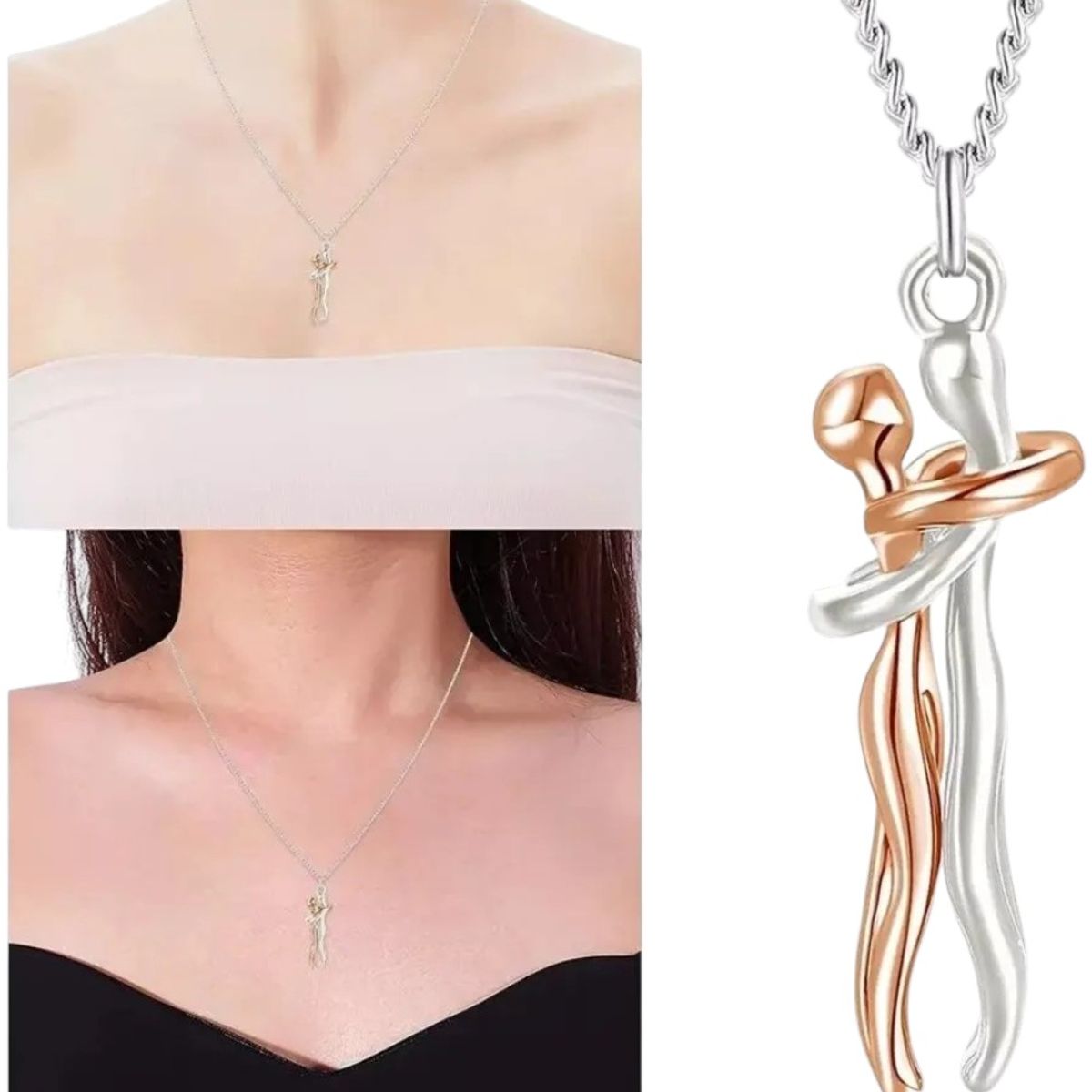GENERICO - Collar con diseño de Pareja San Valentin Novios Abrazados regalo perfecto