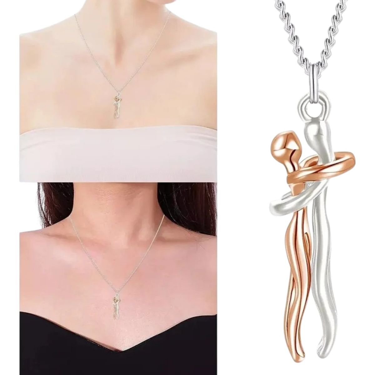 GENERICO - Collar con diseño de Pareja San Valentin Novios Abrazados regalo perfecto