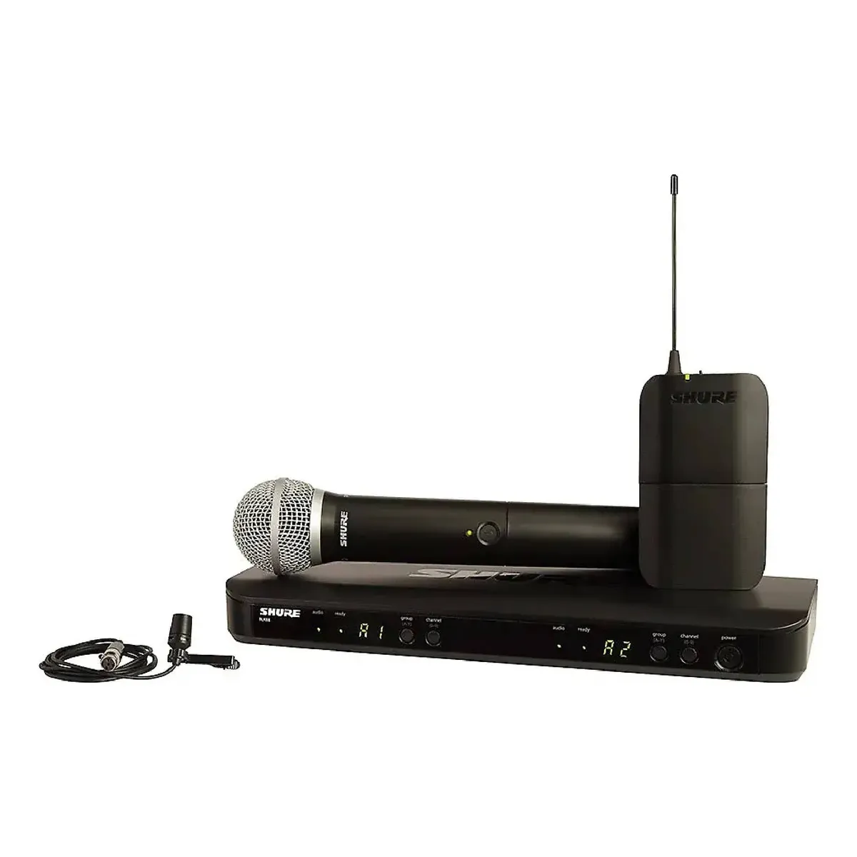 SHURE - Sistema Combinado Inalámbrico Mic Mano PG58 y CVL Solapa Shure BLX1288CVL-M15