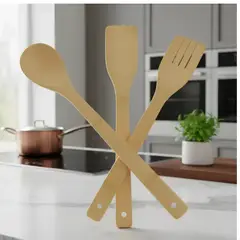 GENERICO - Set Utensilios Madera Cuchara Espatula Cocina