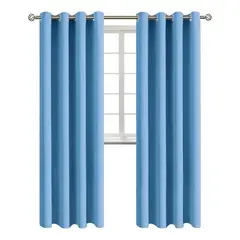 GENERICO - Cortina Blackout 1 Paño 140x220cm Tela Poliéster Color Azul Cielo