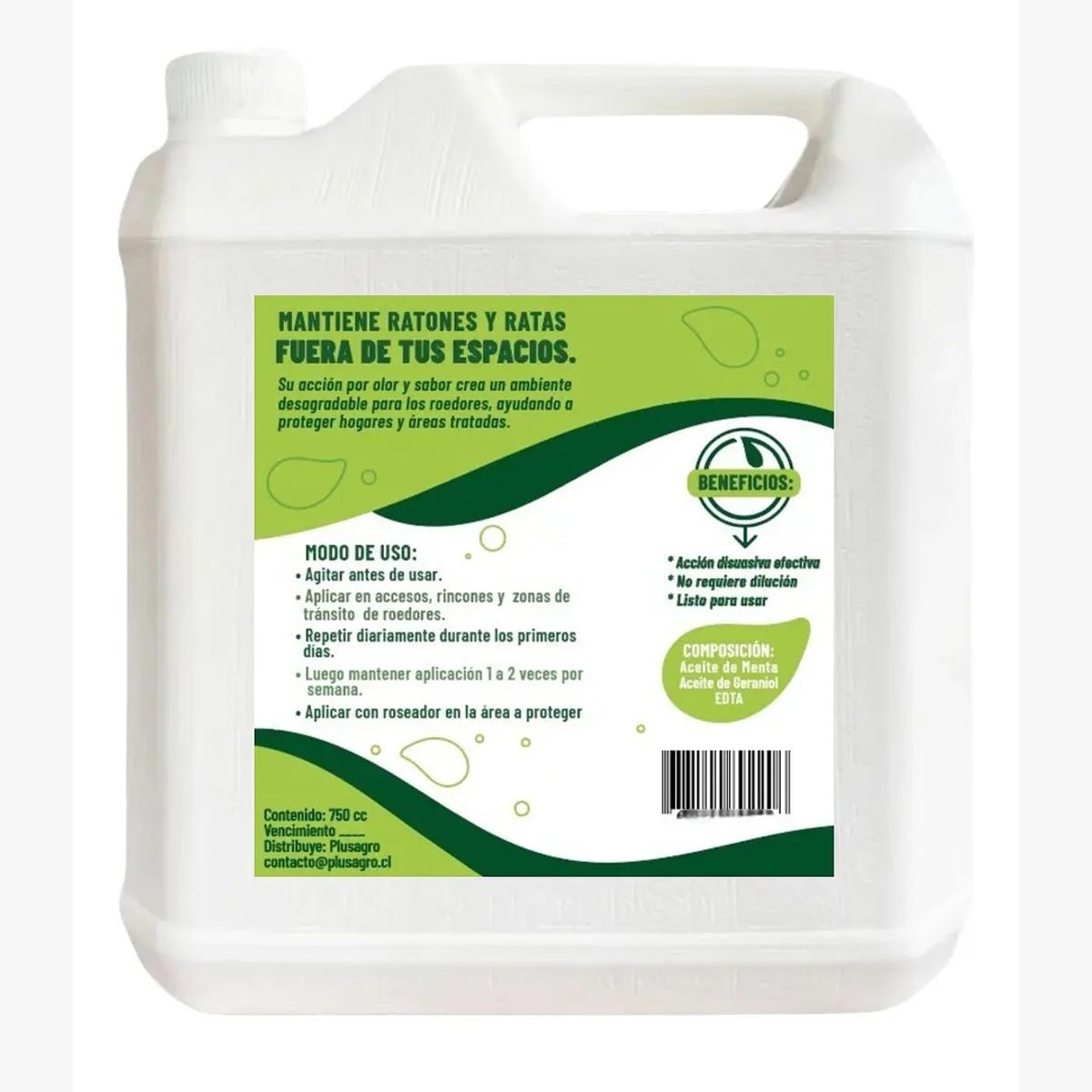 GENERICO - Repelente Roedores 5 Litros - Protege Hogar y Vehículos