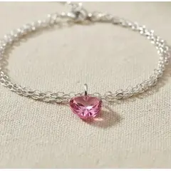GENERICO - Pulsera Plata Corazón Rosa