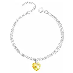 GENERICO - Pulsera Plata Corazón Amarillo