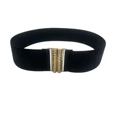 GEN - Cinturón delgado de mujer elasticado ancho 5cm hebilla elegante dorada