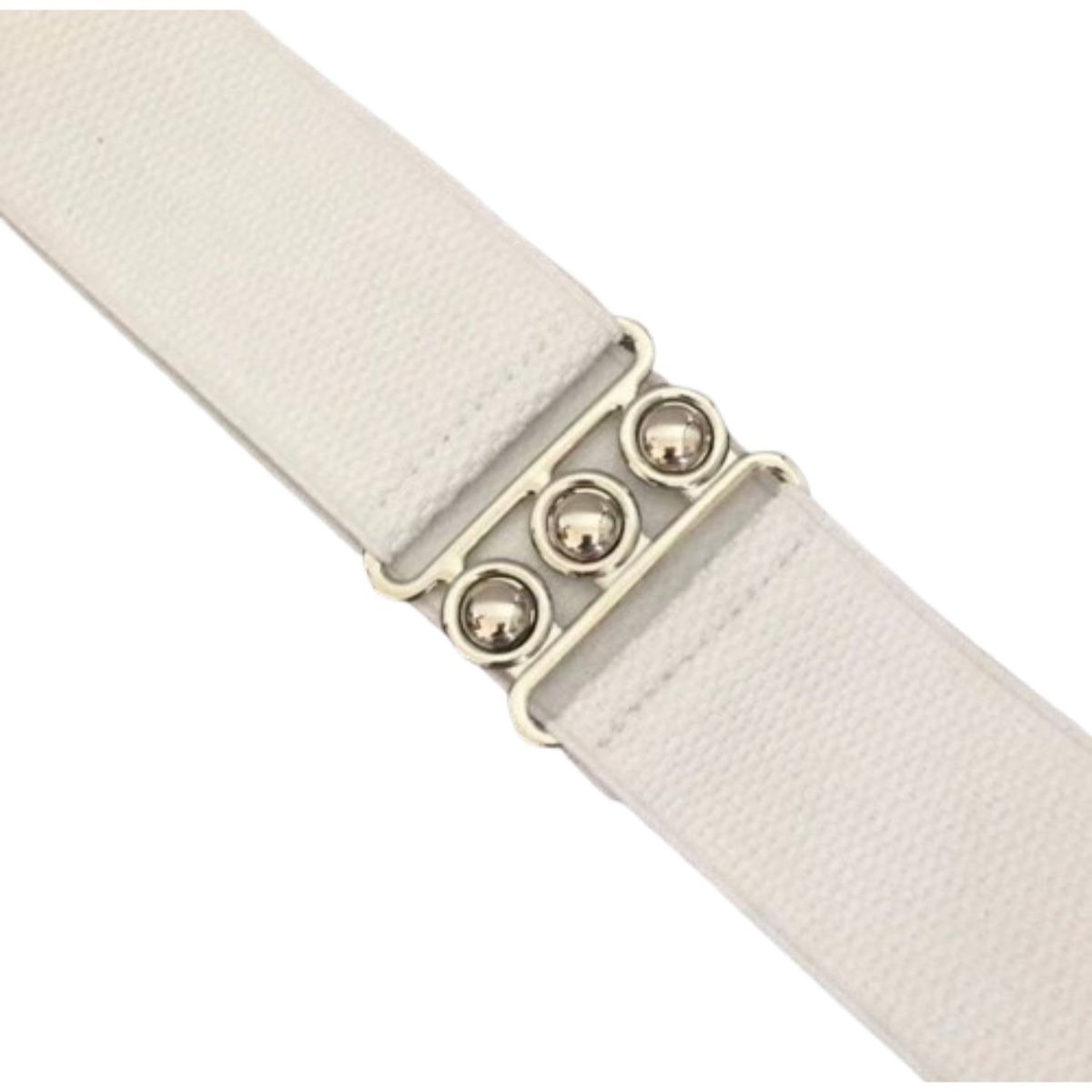 GEN - Cinturón delgado de mujer elasticado ancho 5cm hebilla gancho plateada