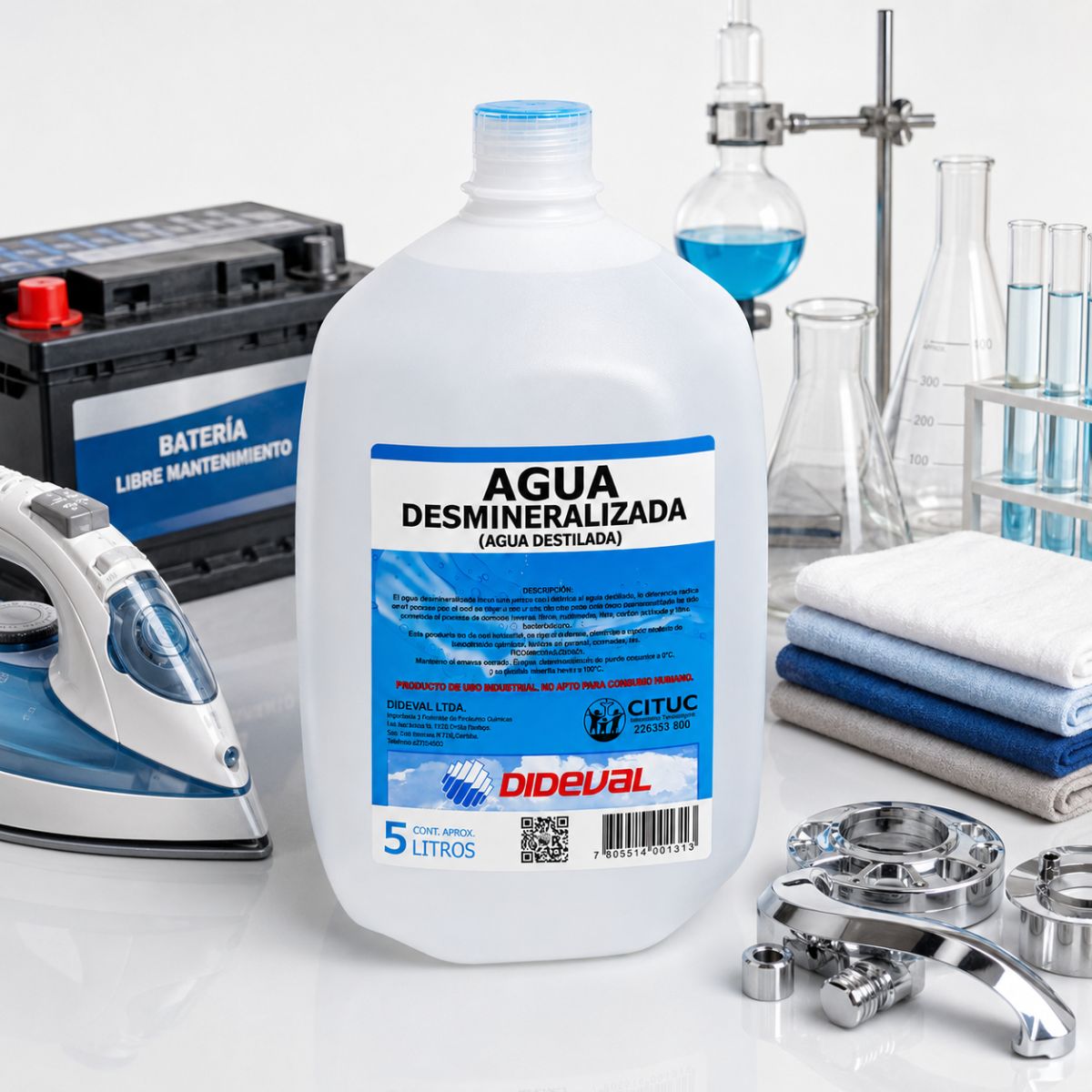 DIDEVAL - Agua Desmineralizada (Destilada) 5 Litros Dideval