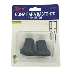 GENERICO - Regatones De Goma Para Muletas Y Baston 16mm Pack 2 Unidades
