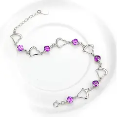 GENERICO - Pulsera Plata Corazones