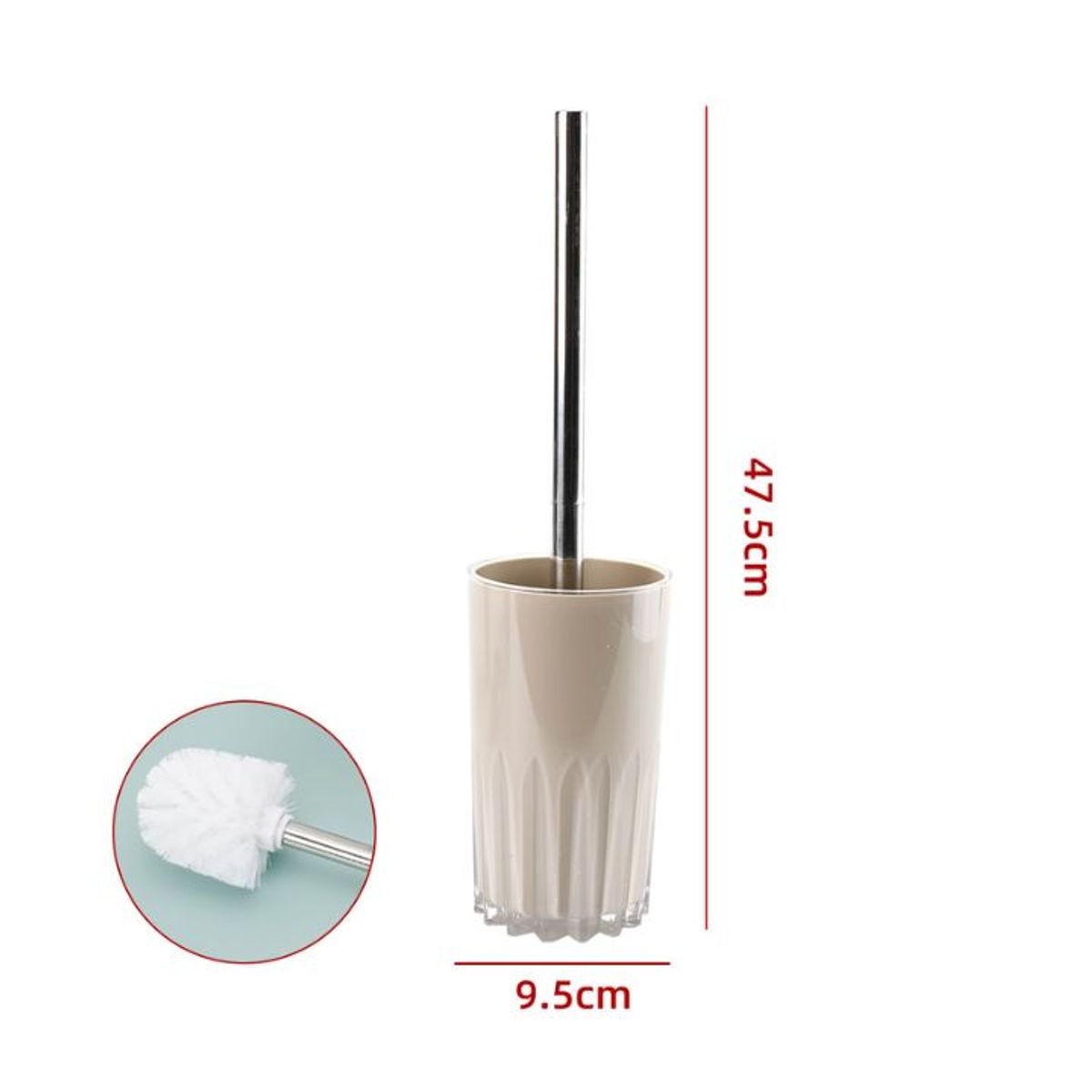 GENERICO - Escobillero De Baño Ergonómico XL - 47.5 cm - Color Beige Arena - 1 Unidad - Plástico Reforzado