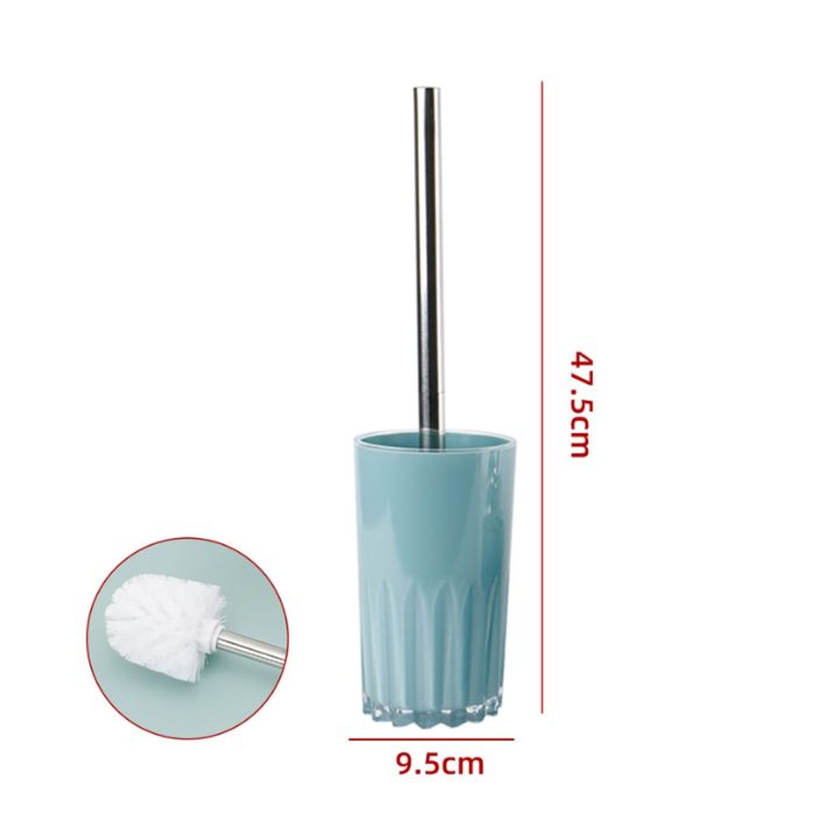 GENERICO - Escobillero De Baño Ergonómico - 47.5X9.5X8.5cm - Color Celeste 1 Unidad - Plástico Reforzado