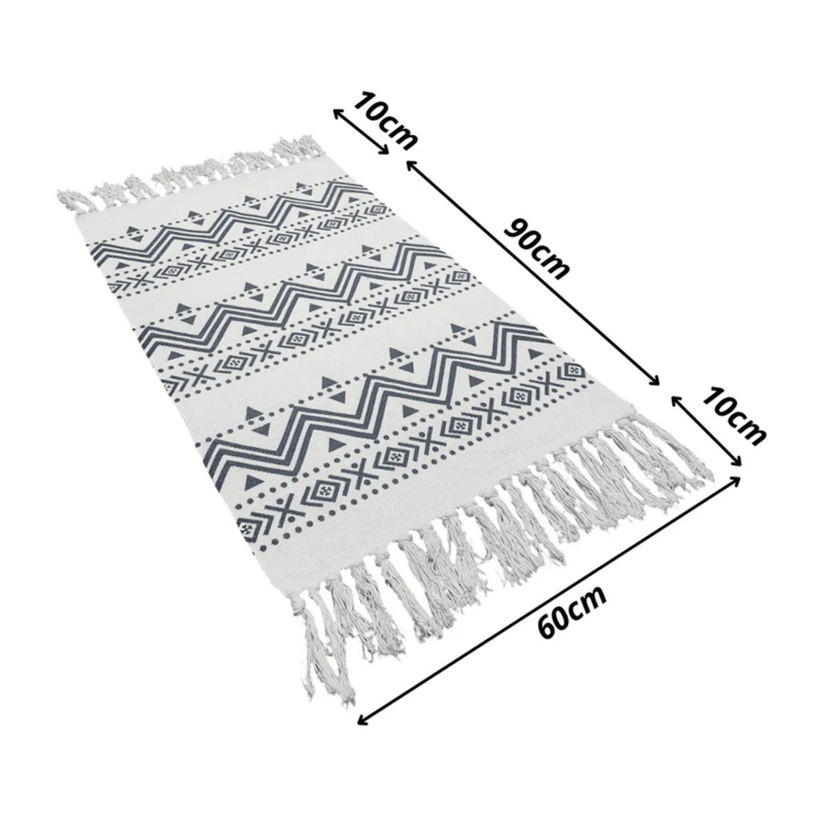 GENERICO - Bajada De Cama Kilim 60cm x 90cm Tejidas En Algodón Con Flecos Estampada