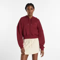 NEW BALANCE - Poleron Lifestyle Mujer French Terry Full Burdeo