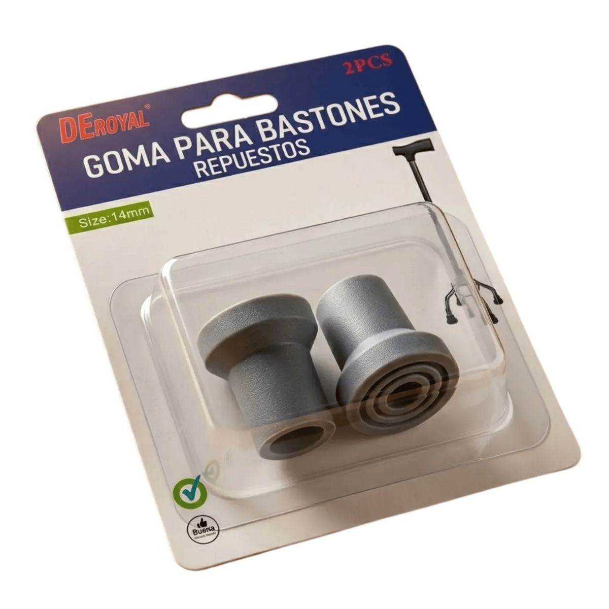 GENERICO - Regatones De Goma Para Baston 14mm Pack 2 Unidades