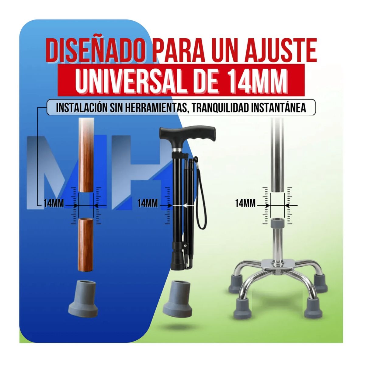 GENERICO - Regatones De Goma Para Baston 14mm Pack 2 Unidades
