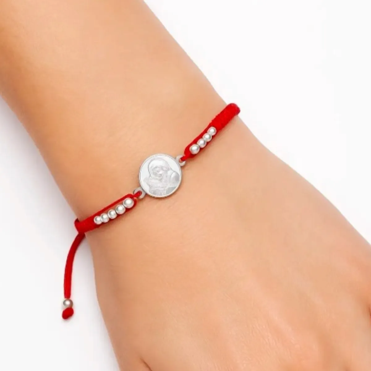 GENERICO - Pulsera Plata  San Benito Hilo Rojo