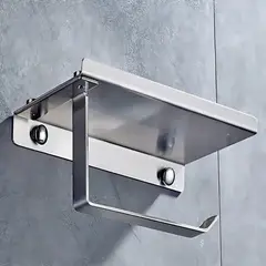 GENERICO - Porta Rollo Papel Higiénico Confort Soporte Celular Color Plata