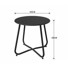 HD HOGAR SPA - Mesa Lateral Auxiliar Redonda Metálica 45x45cm Living