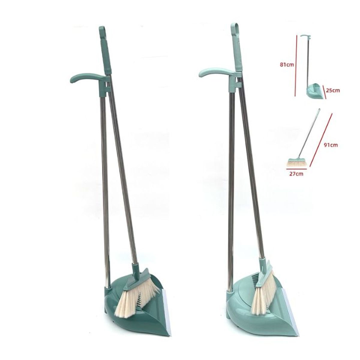 GENERICO - Set de Limpieza Ergonómico - Escoba y Pala - 91x27cm y 81x25cm - 1 Unidad - Colores Surtidos