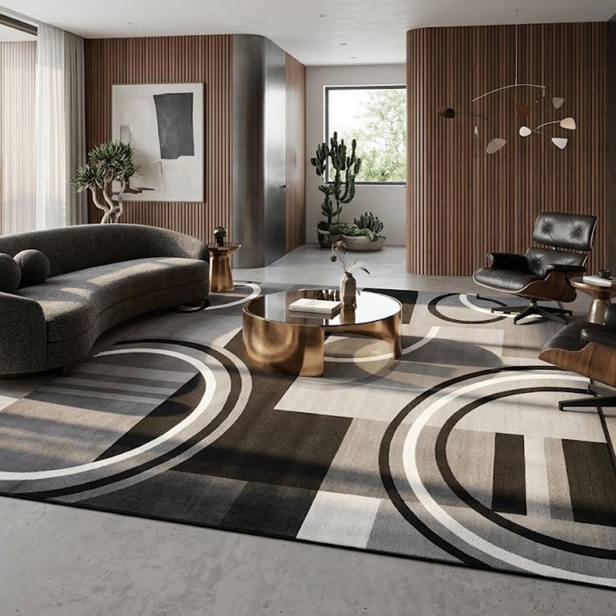 GENERICO - ALFOMBRA LISAS 150X200CM ANTIDESLIZANTE CON DISEÑO GEOMETRICO GRIS GS