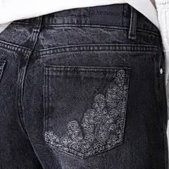 RAINDOOR - Pantalon Paisley Lurex Negro Mujer