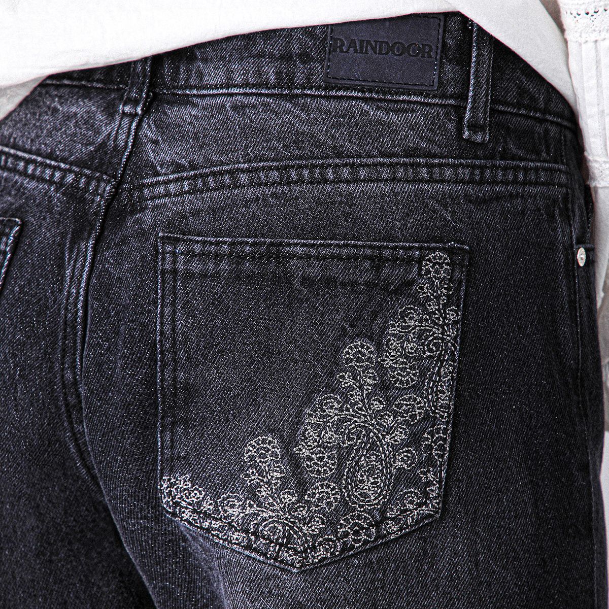 RAINDOOR - Pantalon Paisley Lurex Negro Mujer Raindoor