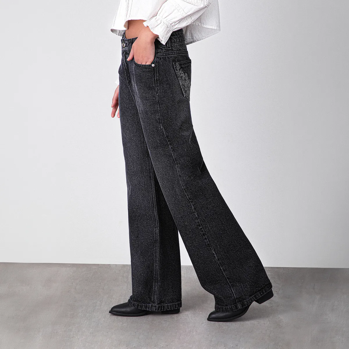 RAINDOOR - Pantalon Paisley Lurex Negro Mujer Raindoor