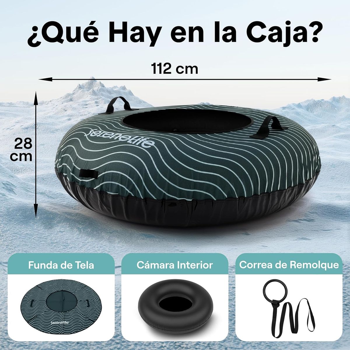 SERENELIFE - Trineo Inflable para Niños y Adultos con Base de Plástico Resistente