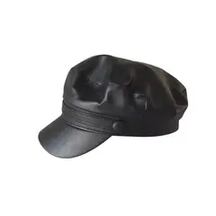 GENERICO - Gorro Boina Eco Cuero Boina Vintage Estilo Militar Moda