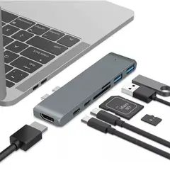 BANANA TIENDA - Adaptador Extensor Hub Usb 3.0 Tipo C 7 En 1 para Macbook Pro / Air M1 M2 M3 M4