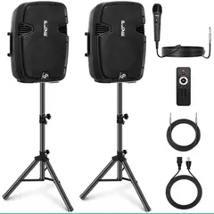 PYLE - Parlantes Karaoke Bluetooth con microfono y Woofer de 12 Pulgadas