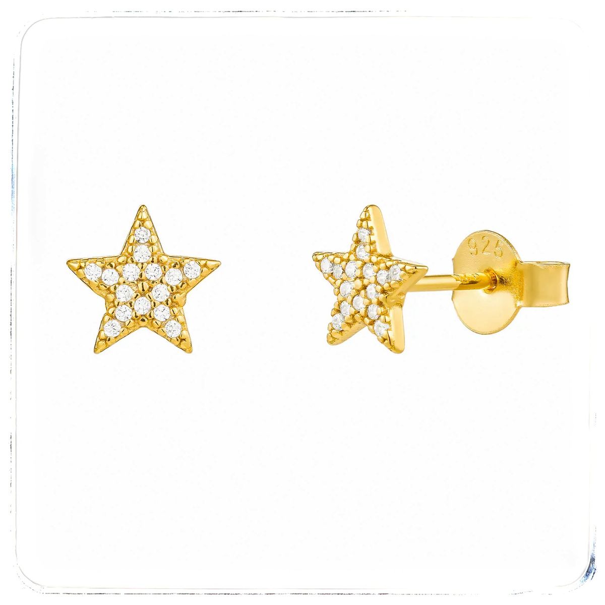 GENERICO - Aros de estrellas de oro 18 k y plata 925 hombre mujer